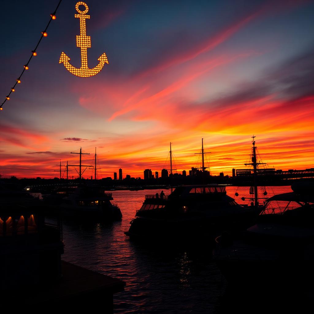 Hamburger Hafen bei Sonnenuntergang